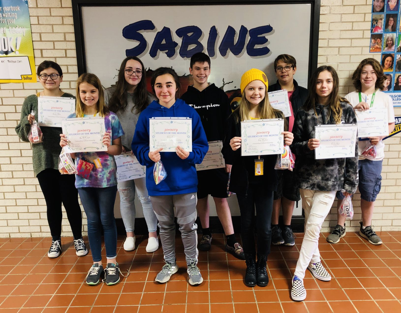 Sabine Middle School January students of the month